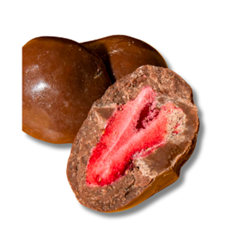 Fraises lyophilisées enrobées de chocolat au...